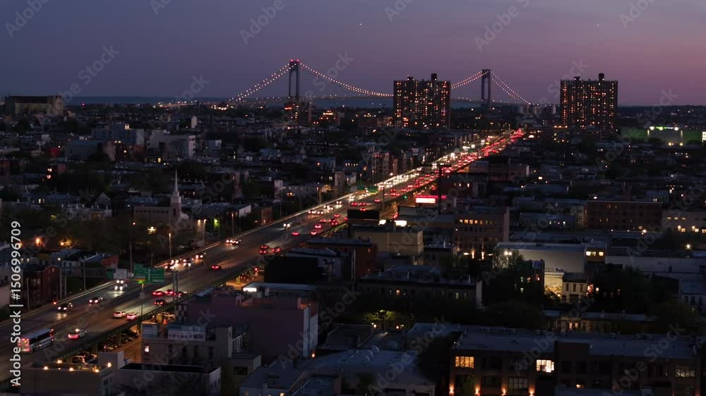 custom made wallpaper toronto digitalAerial view of rush hour traffic on Brooklyn's Belt Parkway. Shot at night in Bay Ridge with the Verrazzano Bridge in the background.