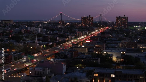 Wallpaper Mural Aerial view of rush hour traffic on Brooklyn's Belt Parkway. Shot at night in Bay Ridge with the Verrazzano Bridge in the background. Torontodigital.ca
