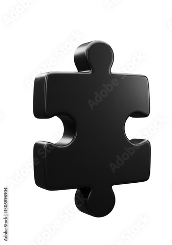 3d Illustration of Black Puzzle Piece Isolated on Transparent Background