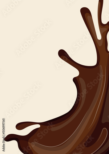 vertical poster for Chocolate Day with splashes of dark chocolate with small drops