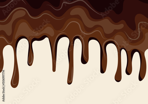 horizontal poster for Chocolate Day with melted dark chocolate dripping down in small drops