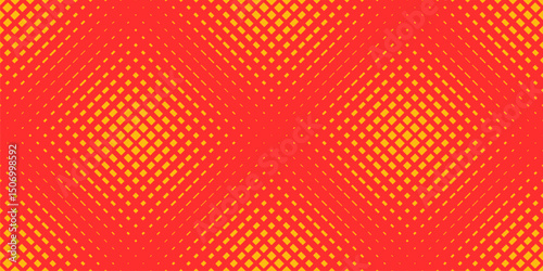 Vector seamless pattern with halftone effect. Abstract geometric background with fading lines, grid, mesh. Funky summer orange and yellow color texture. Trendy sporty pattern. Dynamic creative design