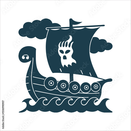 Spectral Drakkar: Norse Ghost Ship Illustration