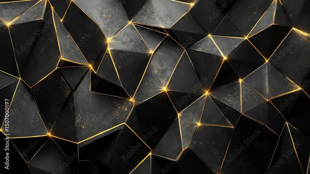 Abstract geometric design with golden accents on dark surface Abstract geometric design with golden accents on dark surface
