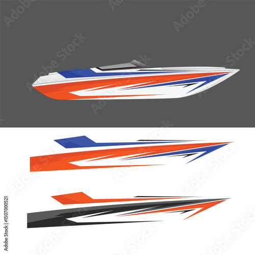 ship wrap sticker design vector. jet boat vinyl sticker
