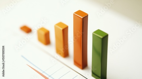 A vibrant bar chart with colorful 3D blocks on a grid, highlighting data visualization and analytics