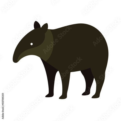 Flat design illustration of a south american tapir in a simplified and modern style.