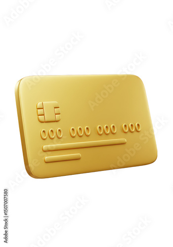 3d Render Golden Credit Card Isolated Payment Banking Transaction