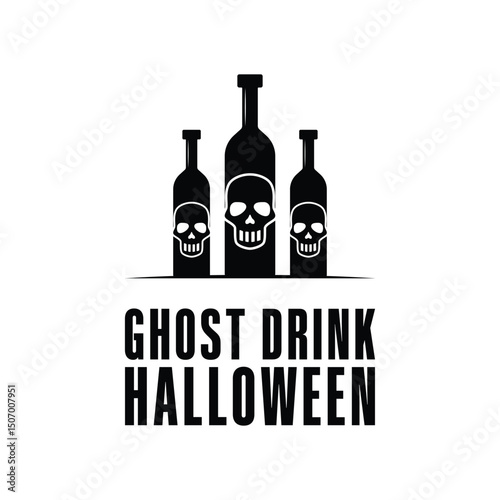 ghost drink bottle halloween logo design concept idea