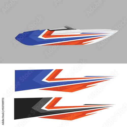 yacht ship wrapping sticker design vector. jet boat vinyl sticker
