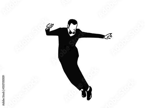 つま先立ちして踊る男性