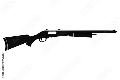 Silhouette of a Classic PumpAction Shotgun with Visible Trigger and Foregrip Details