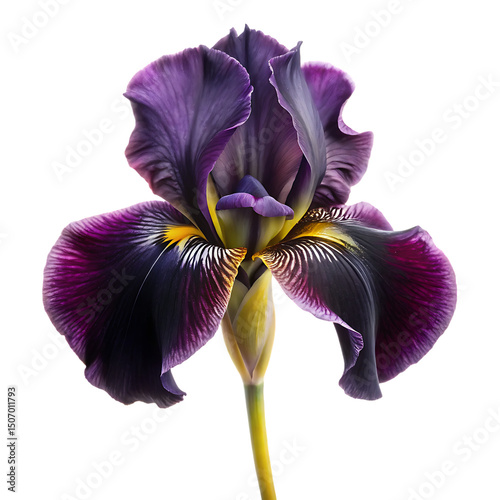 Dark purple iris flower isolated on a white background png ai generated