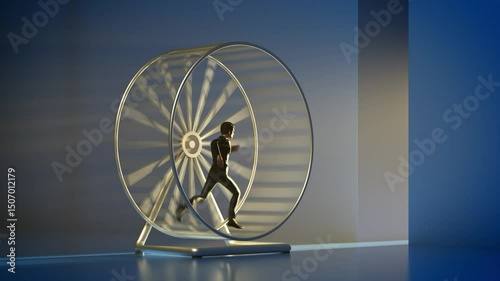 Manager in a rat race looking into the light coming from a gap in the wall. Endlessly loopable video