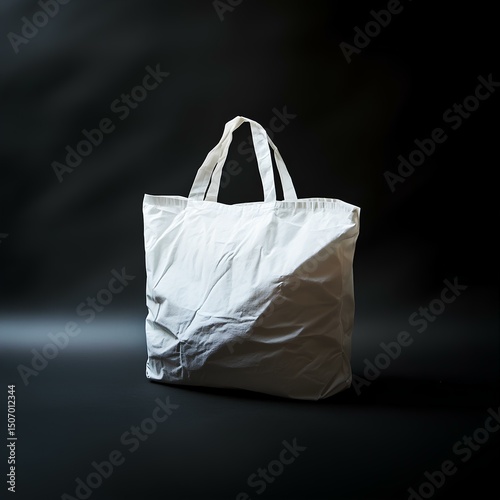 Black bag with black background with light from the top left corner