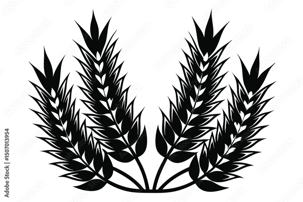Graphic Black Silhouette of Wheat Stalks Forming a SemiCircular Shape Vector Image Graphic Black Silhouette of Wheat Stalks Forming a SemiCircular Shape Vector Image