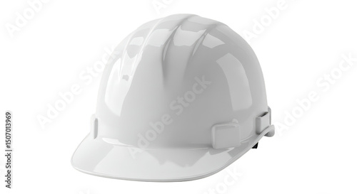 3D Render White Hard Hat Construction Safety Equipment On Transparent Background