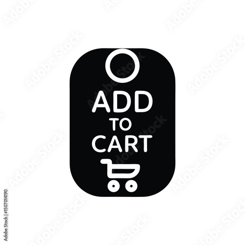 Black Tag, Add To Cart Text, Shopping Trolley, Rounded Rectangular Shape, White Elements