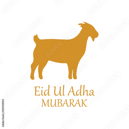vector illustration of a goat, Eid Ul Adha Mubarak Goat Silhouette Greeting