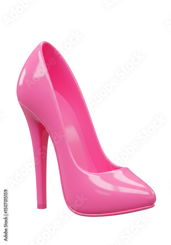 3D Rendered Isolated Transparent Pink High Heel Shoe For Fashion