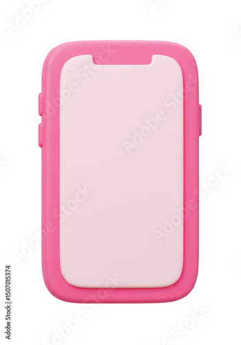3D Rendered Pink Cell Phone on Transparent Background Illustration