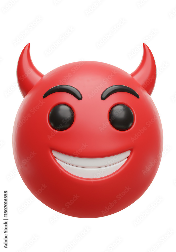 Obraz premium 3d Rendering Devil Emoji with Red Face Isolated on Transparent Background