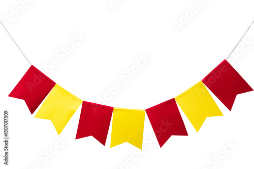 red and yellow flag party isolated on white