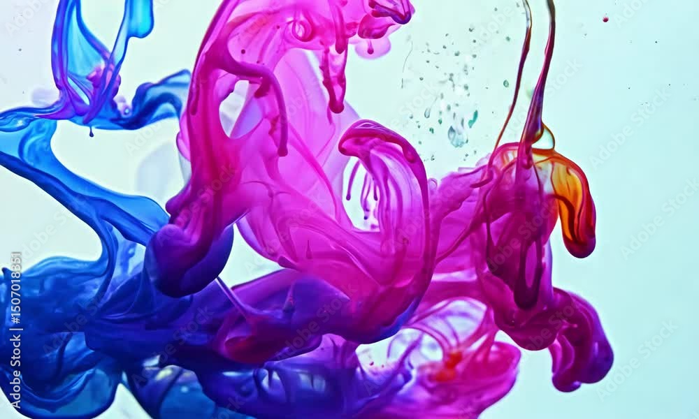 Abstract colorful art with swirling ink creates a vibrant fluid design
