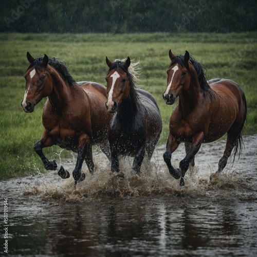 two horses on the beach