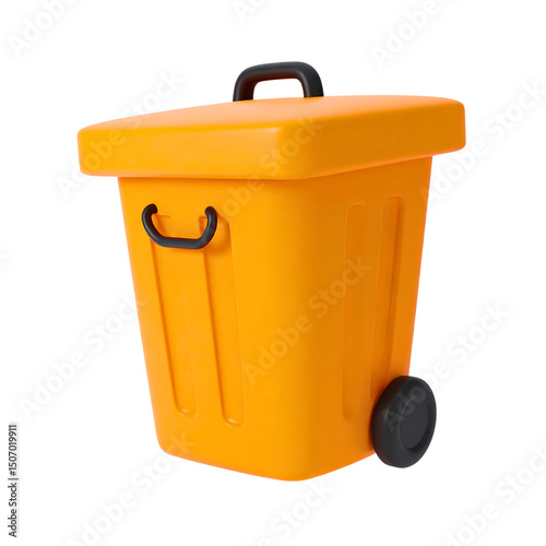 3D illustration of plastic trash bin isolated on transparent png