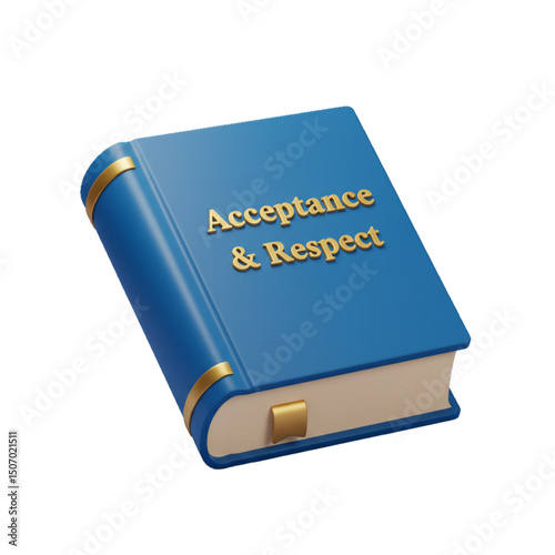 Book labeled "Acceptance & Respect", symbolizing values and education.