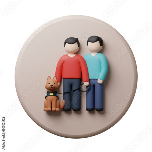 Same-sex couple with dog, symbolizing LGBTQ+ family inclusion.