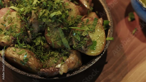 4K. Fried potatoes. Natural, healthy food