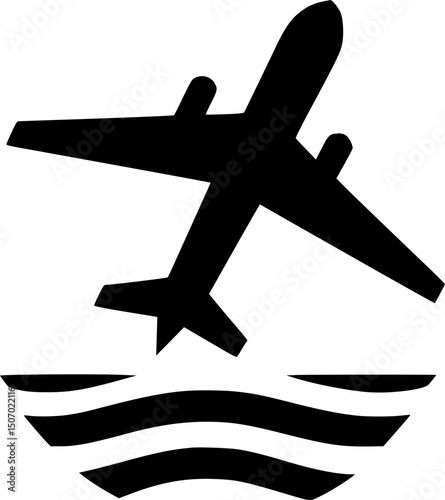 Small plane flying logo. Silhouette of a Flying Airplane