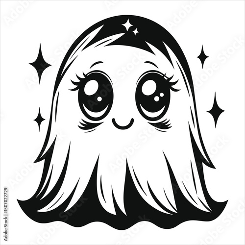 Cute cartoon ghost with blushing cheeks  pastel ba