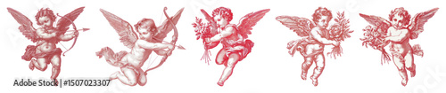 Wallpaper Mural PNG Vintage cherubs with floral accents, element set on transparent background Torontodigital.ca
