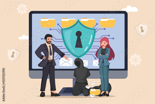 Detecting and Confronting Cybercrime: Business Professionals Observing a Hacker Attempting Data Theft from a Secure Computer System.