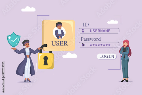 Secure User Identity and Password Protection: Individuals Managing Online Accounts with Robust Cybersecurity Measures for Safe Login and Data Access.
