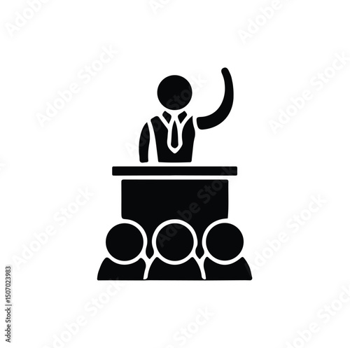business people icon, Public Speaking Icon – Presenter Addressing Audience