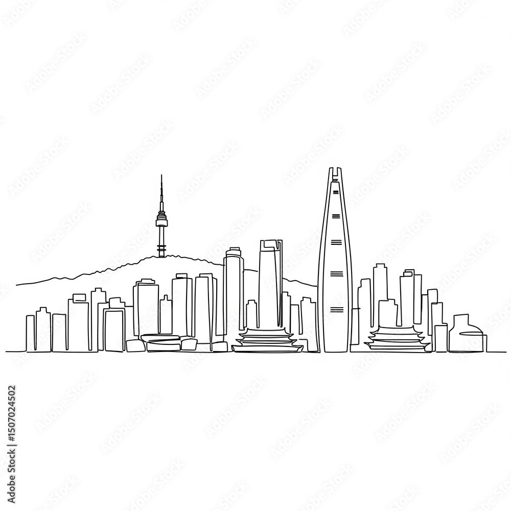 Obraz premium seoul one line drawing