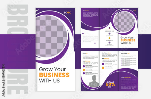 Modern business agency trifold brochure design | Vector layout design | Tri-Fold Brochure Design for Business Industry
