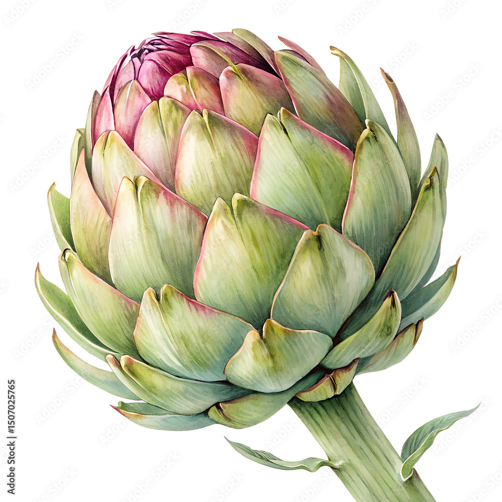 Obraz premium Watercolor Artichoke isolated on transparent background