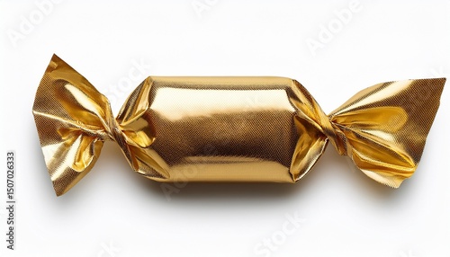 golden candy wrapper on transparent or white background