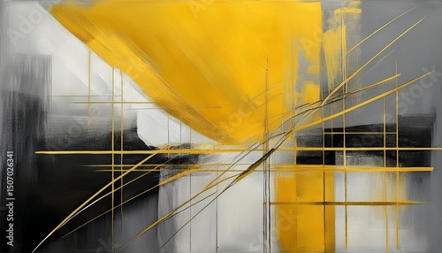 an abstract abstract painting on grey and yellow background light silver and dark gold nostalgic illustrations intersecting lines
