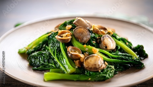 stir fried hong kong kale with abalone