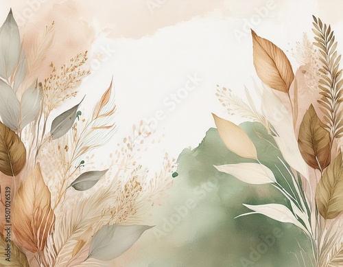 boho watercolor background contemporary boho watercolor backdrop with soft sage blush and sand tones dried florals and copy space