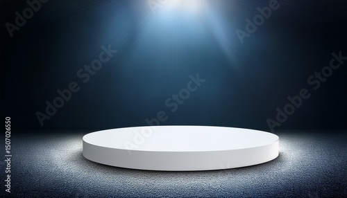 white circular platform under spotlight illumination