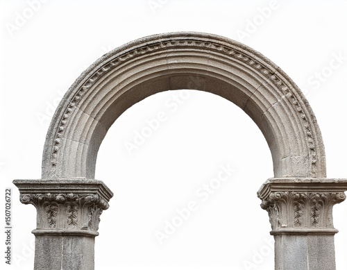 antique concrete archway on white white background