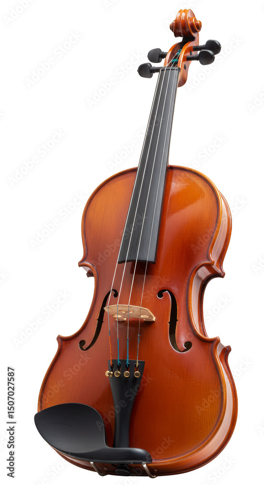 Fototapeta premium Isolated Musical Instrument Violin with Wooden Body and Stringed Neck Png