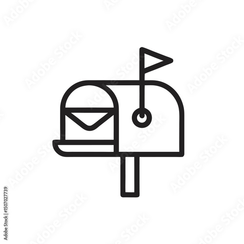 Simple Line Art Illustration of a Mailbox